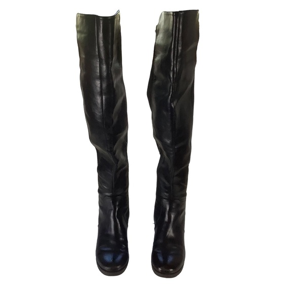 Lornah Over-the-Knee Black Faux Leather Boots | Size 9 - Picture 4 of 9